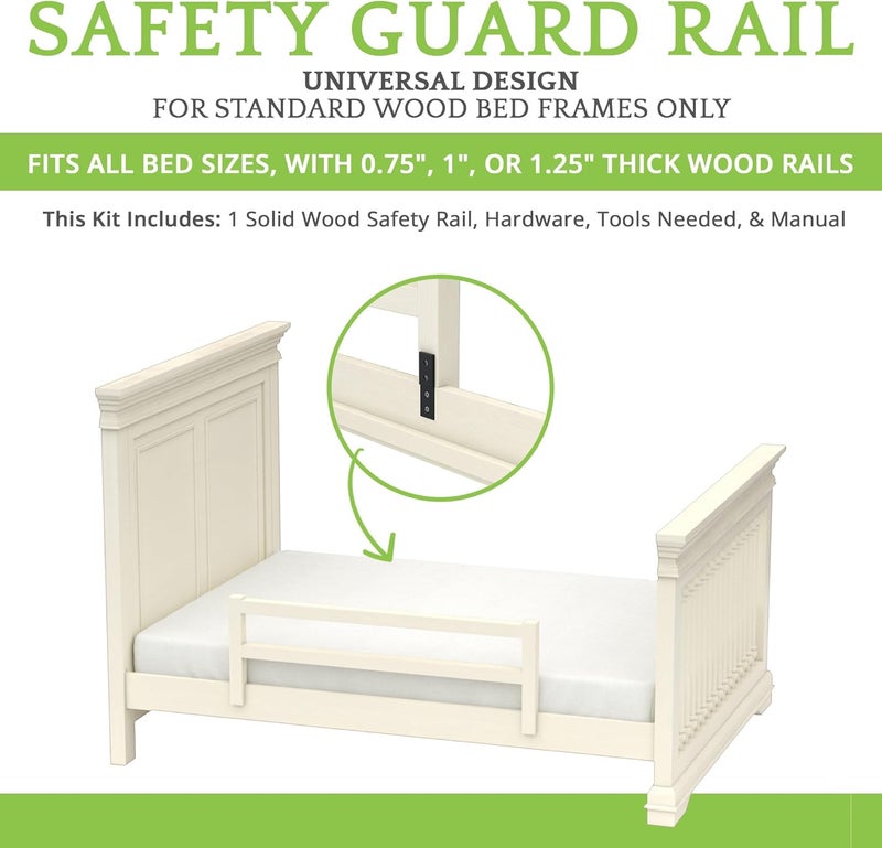 CC KITS Safety Guard Rail for Baby, Kids, and Children - Solid Wood Safety Bed Rail for Toddlers - Easy Installation - Premium Protection for Bunk, Twin, Full, Queen and King Size Beds - (Ivory Lace) - Image 2